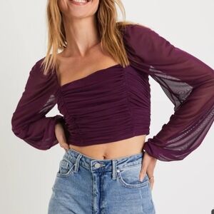 Lulus Purple Long Sleeve Ruched Top